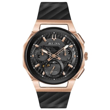 Bulova Curv Schwarz Herren Armbanduhr 98A185
