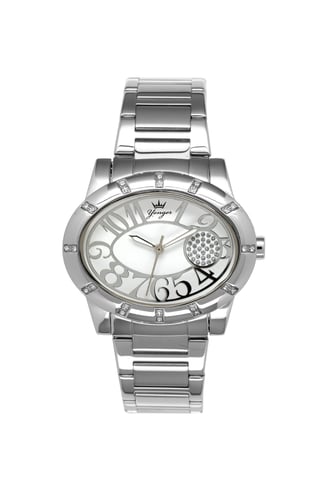 Yonger und Bresson: Silberne Uhr aus Edelstahl
