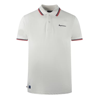 Aquascutum Twin Tipped Kragen Marke Logo Weiß Polo-Shirt