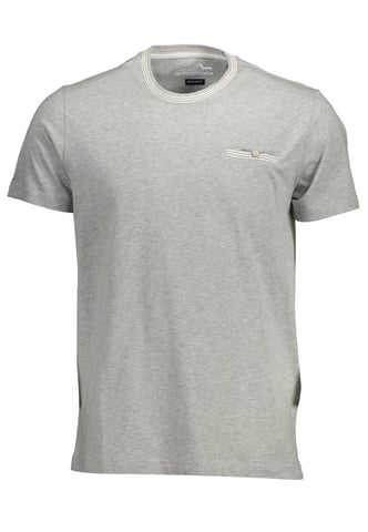 Graues Baumwoll-T-Shirt mit kontrastierendem Detail