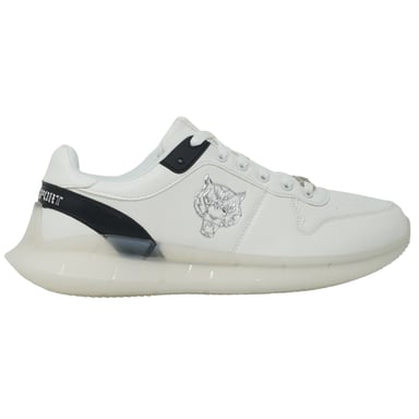 Plein Sport Markenzeichen Silber Tiger Logo Weiß Turnschuhe