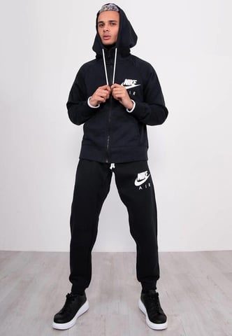 Nike Air Herren Zip Up Trainingsanzug in Schwarz