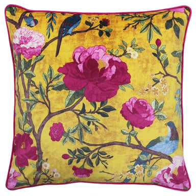 Paoletti Chinoiserie Piped Floral Cushion Cover