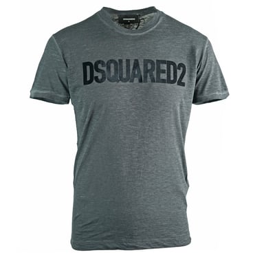 Dsquared2 T-Shirt mit Samt-Logo in Grau