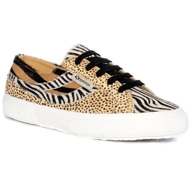Superga Womens/Ladies 2953 Cotu Animal Print Rindsleder Turnschuhe (Braun/Schwarz/Weiß)