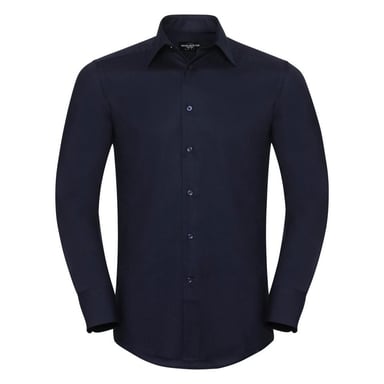 Russell Collection Oxford Herren Hemd, Langarm, pflegeleicht (Helles Marineblau)