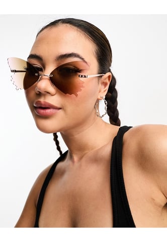 ASOS DESIGN butterfly rimless sunglasses in purple