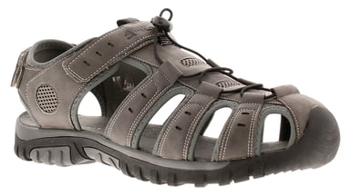 Mens Walking Sandals Stone Closed Toe Fisherman Touch Fasten Toggle Grey
