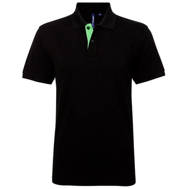 Asquith & Fox Herren Classic Fit Kontrast-Poloshirt (Schwarz/Limette)