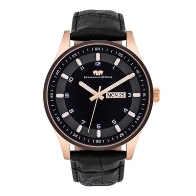 Rhodenwald & Söhne Male Quartz Rose Gold Genuine Leather Black Watch