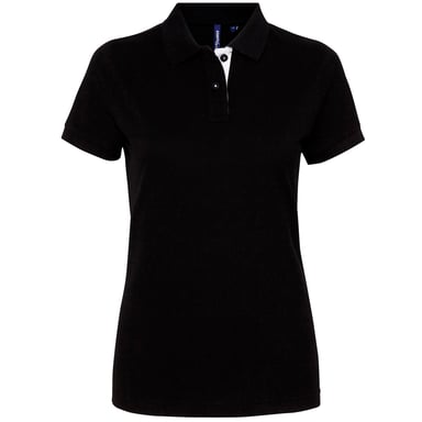 Asquith & Fox Damen/Damen Kurzarm-Poloshirt mit Kontrast (Schwarz/Weiß)