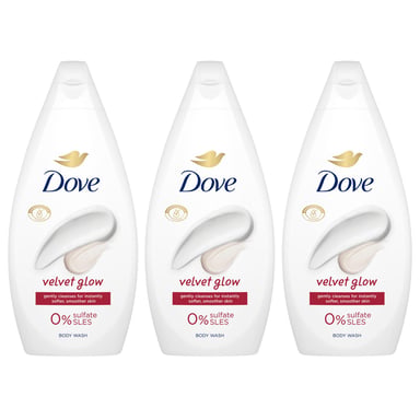 Dove Velvet Glow Body Wash 0% Sulfate SLES for Soft & Smoother Skin 450ml, 3pk