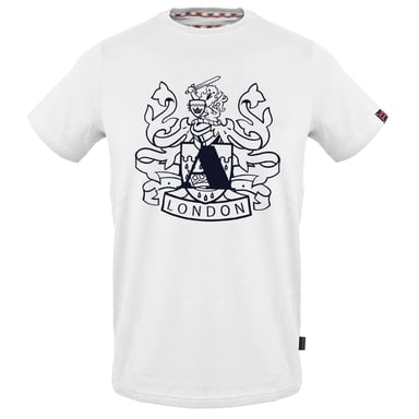 Aquascutum grosses Schild Aldis Logo weisses T-Shirt