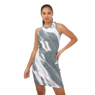 Calvin Klein Aop cotelee Kleid für Frauen in Blau