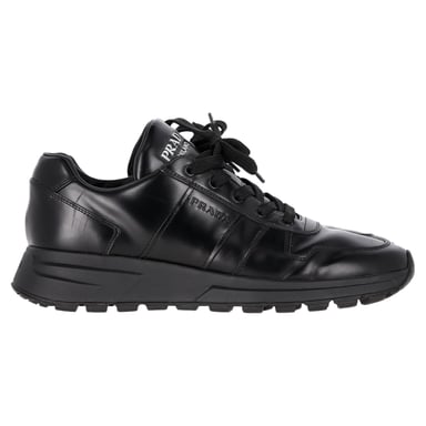 Prada Prax 01 Schnür-Low-Top-Sneaker aus schwarzem Kalbsleder