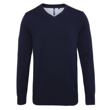 Asquith & Fox Herren Pullover mit V-Ausschnitt aus reicher Baumwolle (French Navy)