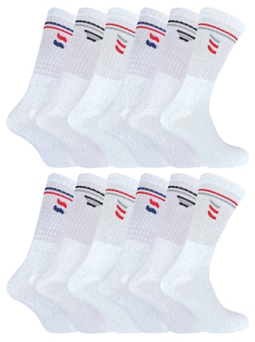 Sock Snob - 12 Paar Herren-Baumwoll-Socken in Weiß & Schwarz - Weiß