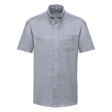 Russell Collection Oxford Herren Hemd, Kurzarm, pflegeleicht (Siblergrau)