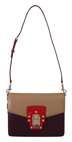 Dolce & Gabbana Sac à main LUCIA en cuir violet, beige et rouge pour femme