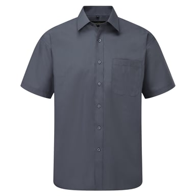 Russell Collection Herren Kurzarmhemd aus pflegeleichter Poly-Cotton-Popeline (Convoy Grau)