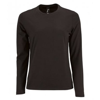 SOLS Damen T-Shirt Imperial, langärmlig (Schwarz)