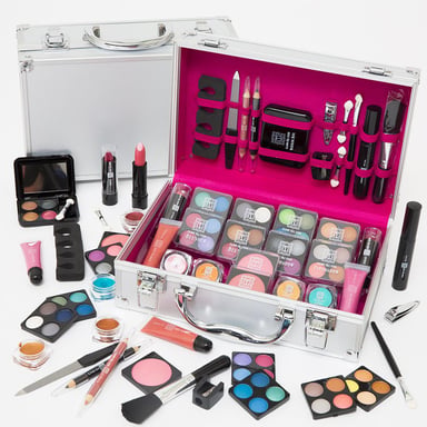 Envie Dawn Till Dusk Make-Up Large Storage Vanity Case Set 80pc, Silver