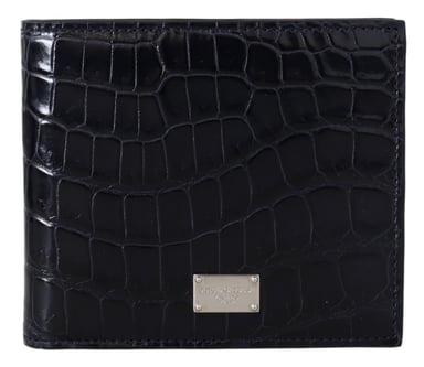 Dolce & Gabbana Black Bifold Carte Hender Men Exotic Leather Men's Wallet
