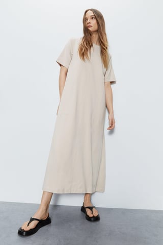 Clean Cotton Trapeze Midi Dress