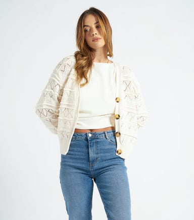 Cream Pointelle Cardgian
