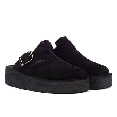 Clarks Original Trek Wedge Damen Schwarz Wildleder Mules
