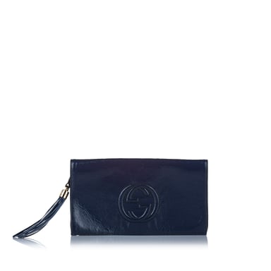 Vintage Gucci Soho Disco Patent Leather Clutch Bag Blue