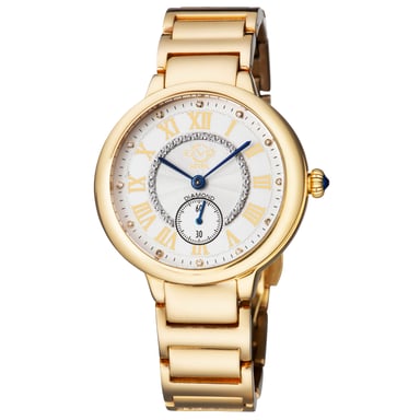 GV2 Rom Frauen Schweizer Quarz Silber Zifferblatt YG Armbanduhr