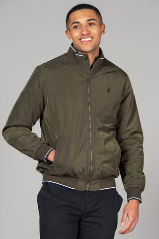 Khaki Funnel Neck Zip Jacket