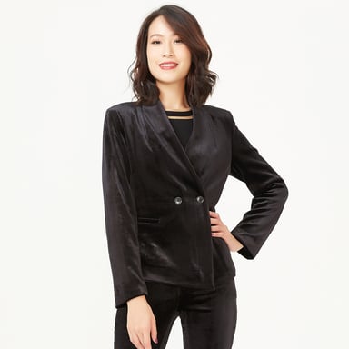 Samtjacke mit flachem Hals