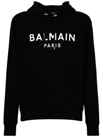 Balmain Paris Logo bedruckter Hoodie in Schwarz