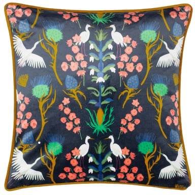 Kate Merritt Herons Paspeliertes Samt Polyester gefülltes Kissen