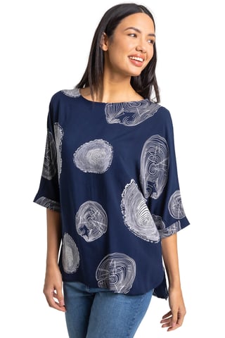 Linear Abstract Print Tunic Top