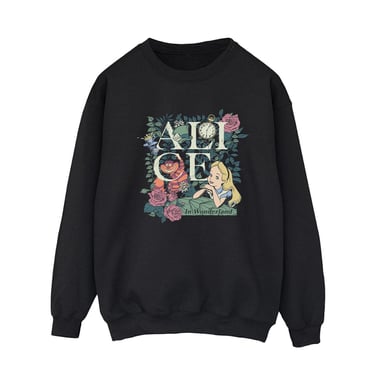 Disney Damen/Damen Alice im Wunderland Blättriger Garten Sweatshirt (Schwarz)