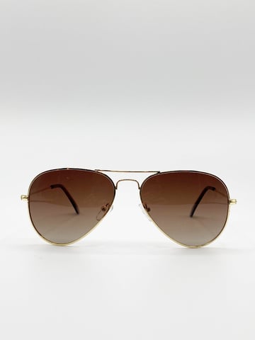 Classic Brown Aviator Sunglasses Polarized