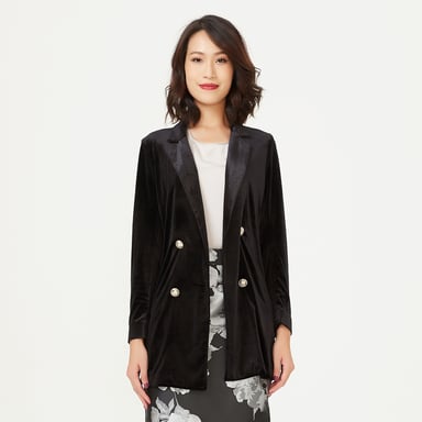 Samtjacke mit doppelter Knopfleiste