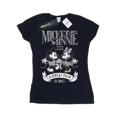 Disney Damen/Damen Mickey und Minnie Mouse Großes Paar T-Shirt aus Baumwolle (Marineblau)