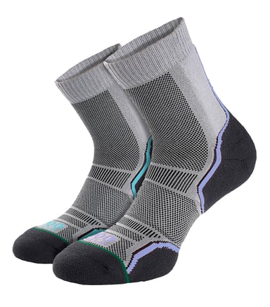 1000 Mile - 2er-Pack Damen Trail Einlagige Feuchtigkeitsableitende Merinowollsocken - Grau