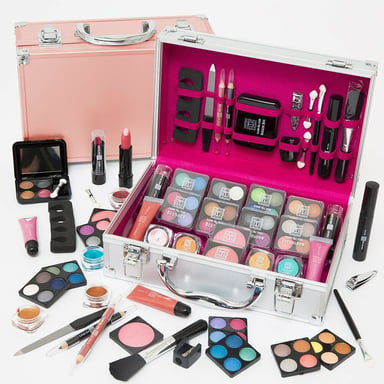 Envie Dawn Till Dusk Make-Up Large Storage Vanity Case Set 54pc, Silver