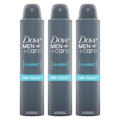 Dove Men+Care Classic Antiperspirant with 48H Sweat Protection Deo 200ml, 3 Pack
