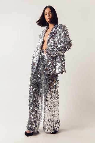 Disc Sequin Wide Leg Pants
