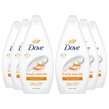 Dove Fruity Nourish Body Wash 0% Sulfate SLES for Soft & Smoother Skin 450ml,6pk