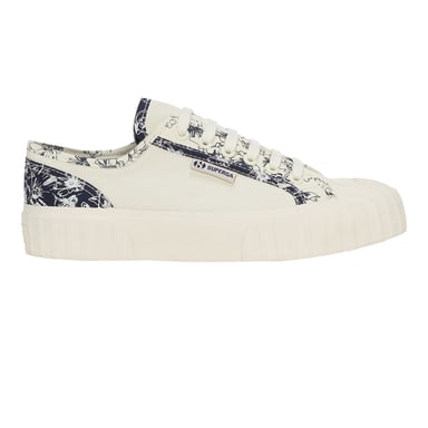 Superga - Damen Sneaker "2630", Gestreifte gezeichnete Blumen (Natürliches Beige/Marineblau)