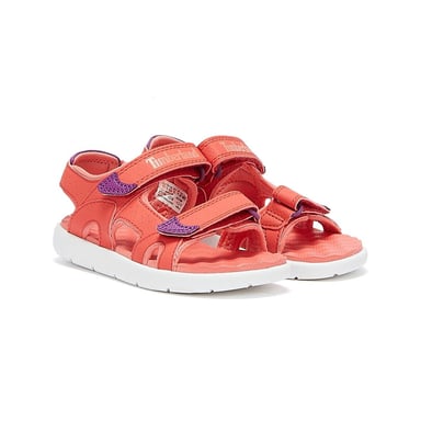 Jungen Mädchen Timberland Perkins Row 2-Strap Jugend dunkel rosa Sandalen