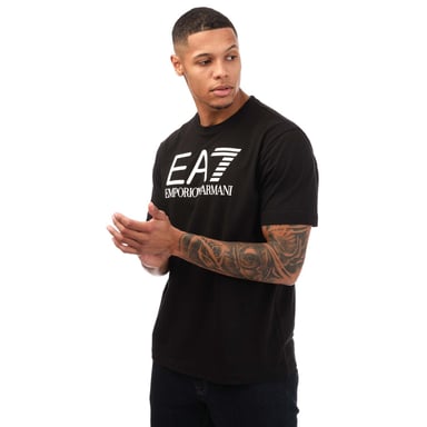 T-shirt Ribbed Logo Emporio Armani EA7 Pour Homme en Noir