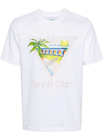 Casablanca Tennis Club Icon bedrucktes T-Shirt in Weiß